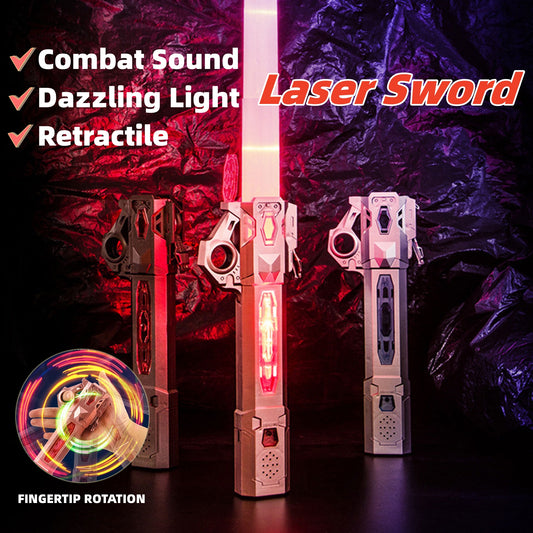 7 Colors RGB Laser Sword Retractable Flash Lightsaber Toys Hand Spinner Type-C Rechargeable Cosplay Prop Luminous Toy For Kids