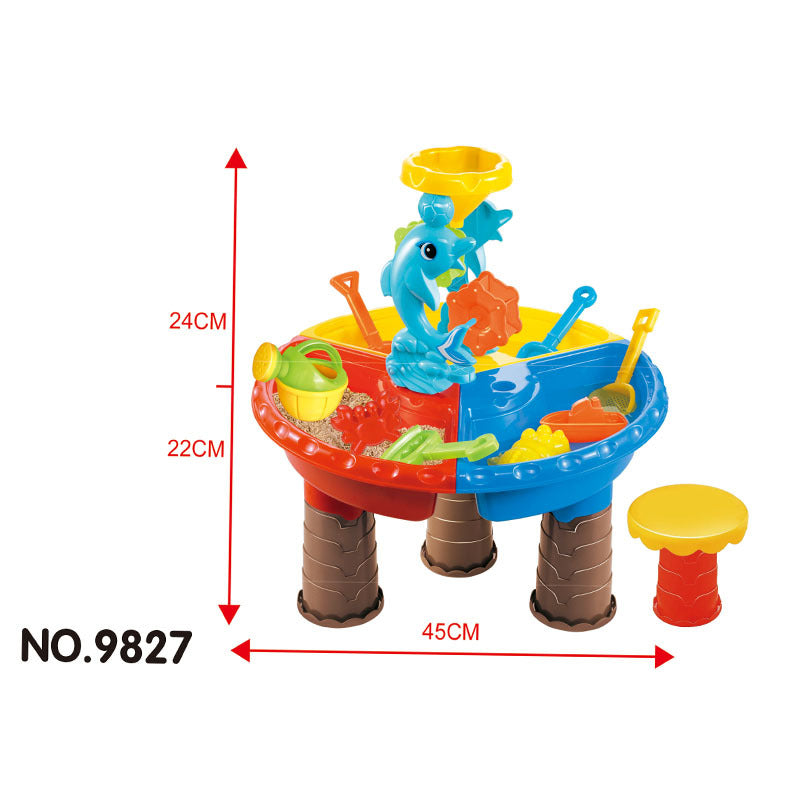 Water Table Set Summer Sand And Water Table Box Baby Kids Children Outdoor Beach Waterwheel Toys Family Play Set