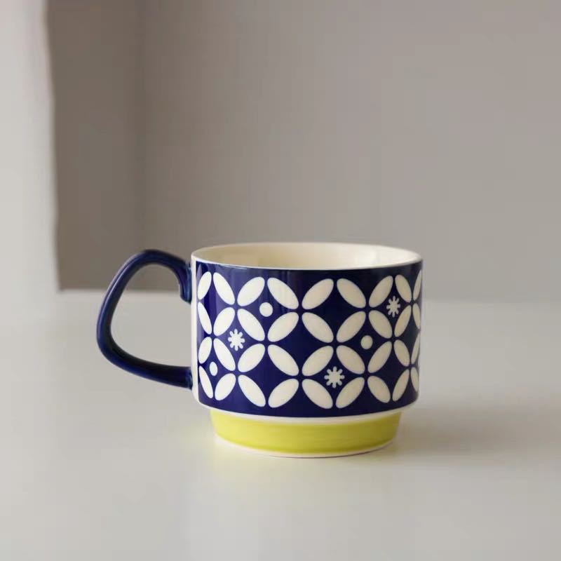 Ceramic Color Retro Underglaze Flower Nordic Coffee Cup Water Cup Stacked Cup Milk Cup