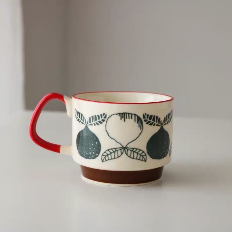 Ceramic Color Retro Underglaze Flower Nordic Coffee Cup Water Cup Stacked Cup Milk Cup