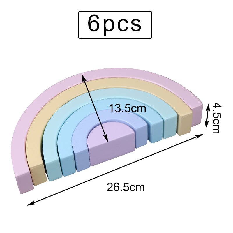 Children'S Wooden Large Rainbow Building Blocks For Babies 2-4 Years Old Kindergarten Rainbow Building Blocks Montessori Assembling Toys