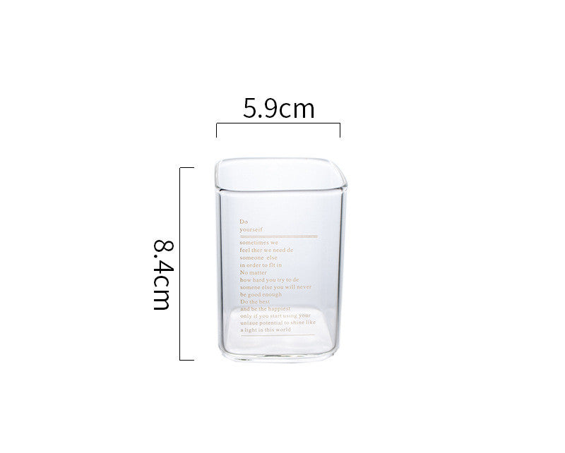 Square Golden Letter Glass Water Cup Straight Cup Coffee Cup