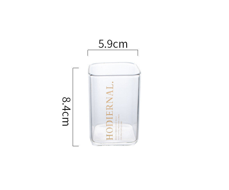 Square Golden Letter Glass Water Cup Straight Cup Coffee Cup