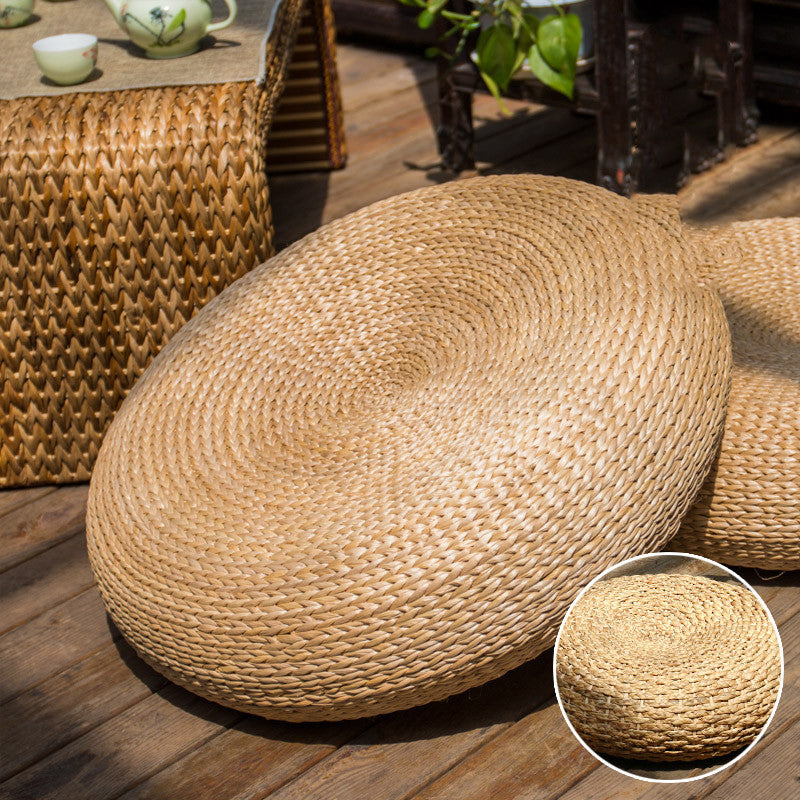 Straw Futon Cushion Thickened Round Tea Ceremony Rattan Woven Tatami Floor Mats For Household Use