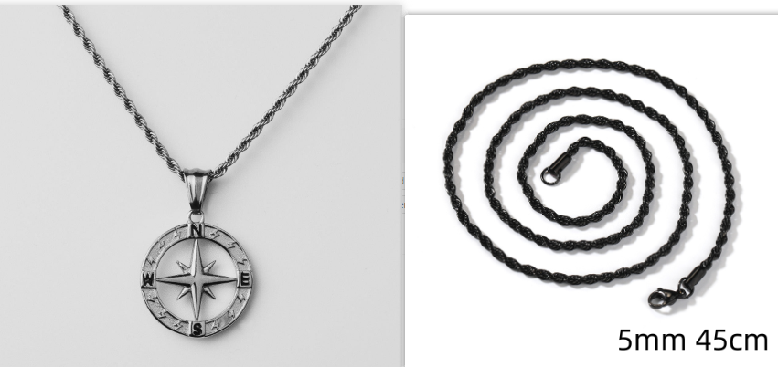 Stainless Steel Compass Circular Necklace