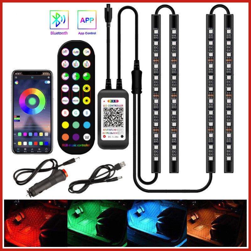 Styling Decorative Lamp LED Car Interior Light Waterproof Ambient Lamp Of Wireless Remote Music Control Car RGB Strip Lights