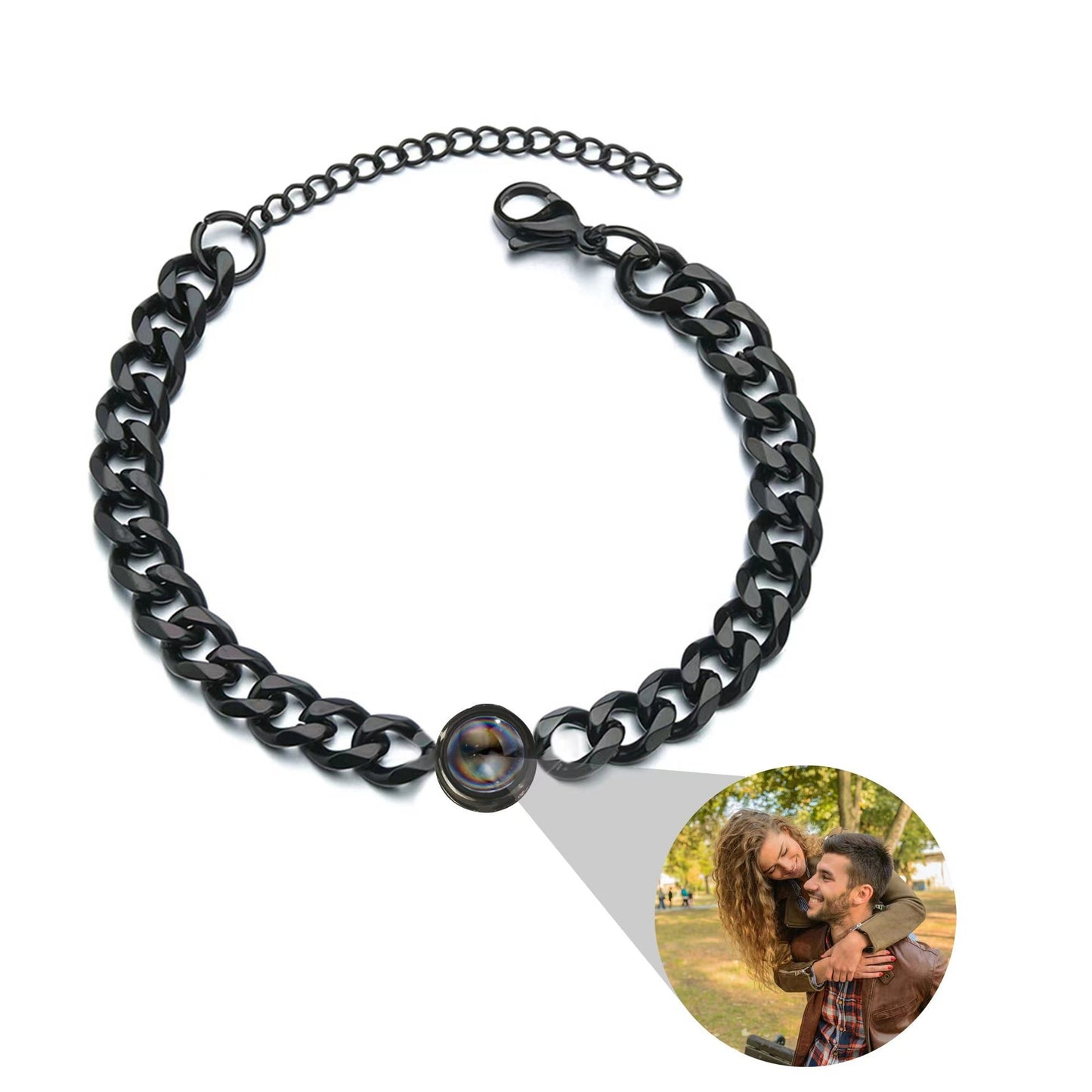 Titanium Steel Men And Women Personalized Photo Projection Custom Family Gathering Pet Couple Birthday Memory Collection Bracele