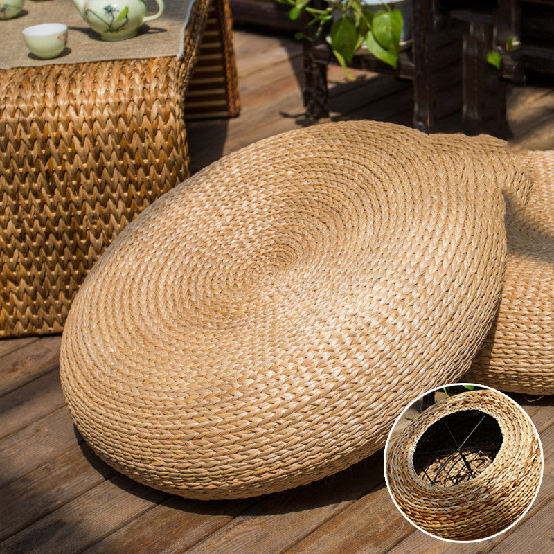 Straw Futon Cushion Thickened Round Tea Ceremony Rattan Woven Tatami Floor Mats For Household Use