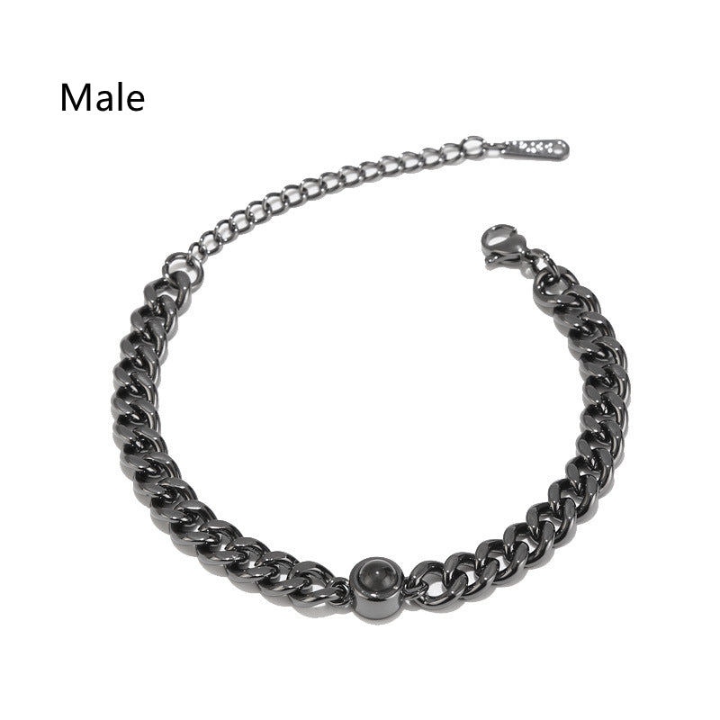 Titanium Steel Men And Women Personalized Photo Projection Custom Family Gathering Pet Couple Birthday Memory Collection Bracele