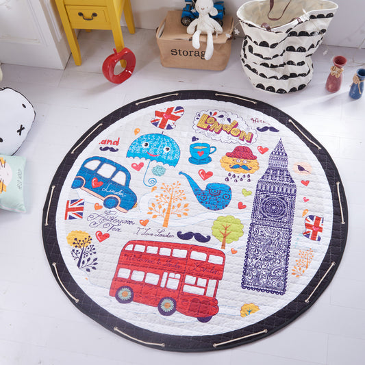 Round Floor Crawling Mat for Baby Room Decoration Play Mats Carpet Blanket Kids Toys Storage Bag