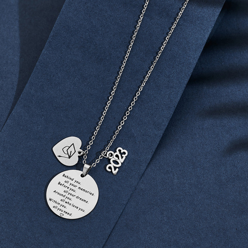 2023 Graduation Inspirational Stainless Steel Necklace