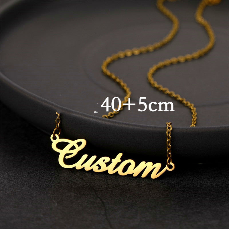 DIY Personalized Pendant  Name Necklace For Women Stainless Steel Jewelry Gold Plated Nameplate Chain Pendant Femme Mothers Girlfriend Gift