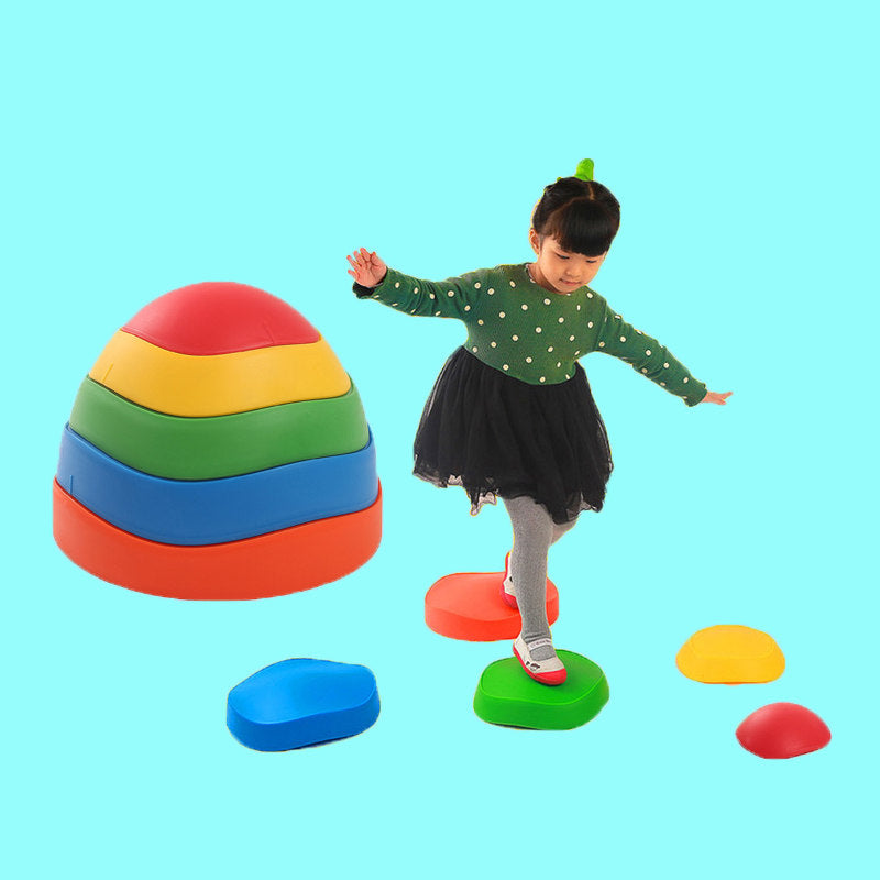 Non-slip Balance Stepping Stones Kids Sensory Integration Training Toys 5 Colors Space Saving Outdoor Indoor Game Set