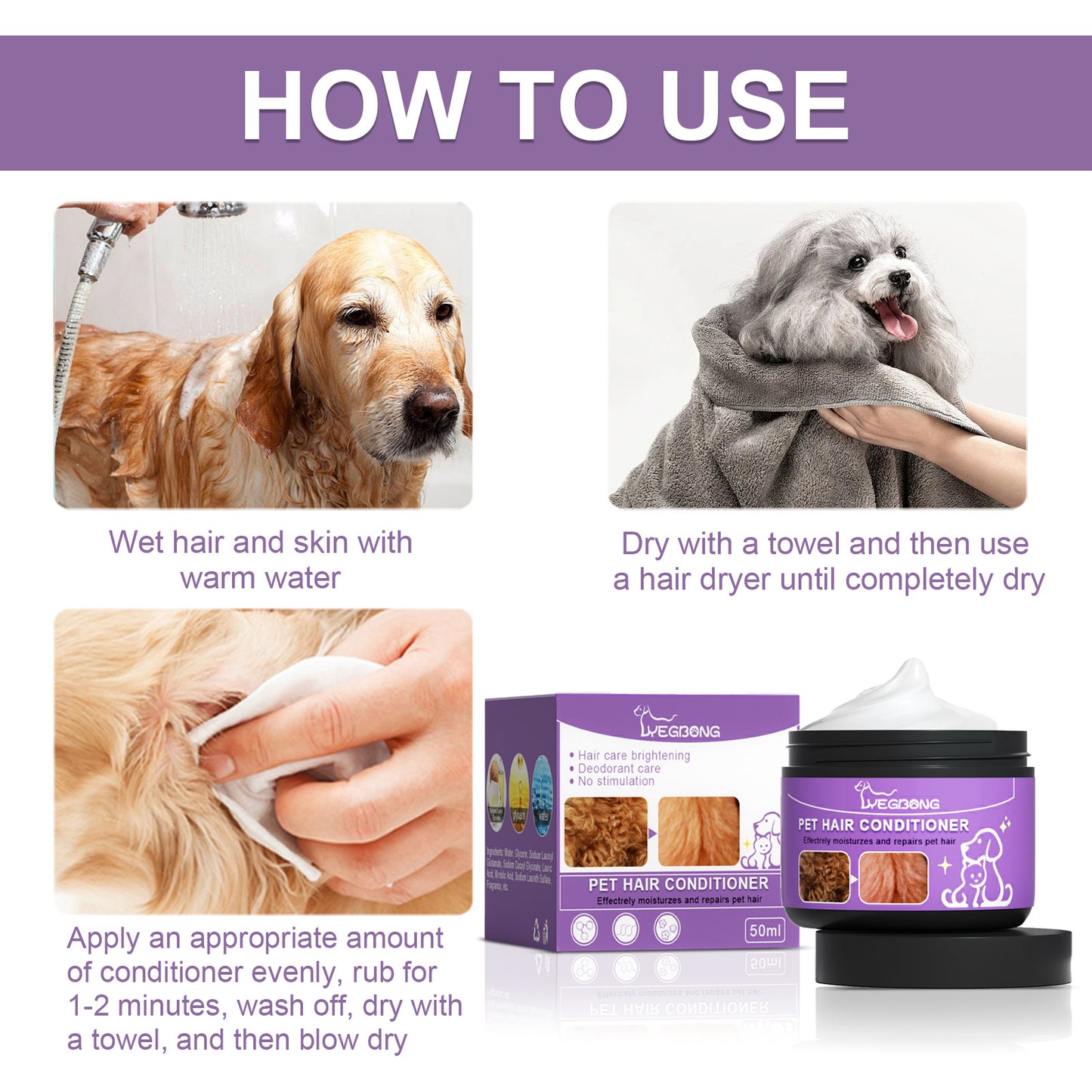 Pet Hair Cleaning Care Fluffy, Soft And Unknotted Pet Hair Cream