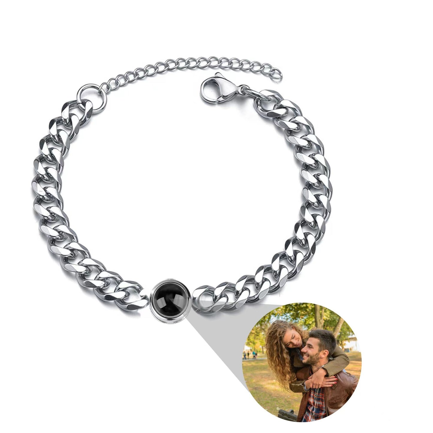 Titanium Steel Men And Women Personalized Photo Projection Custom Family Gathering Pet Couple Birthday Memory Collection Bracele