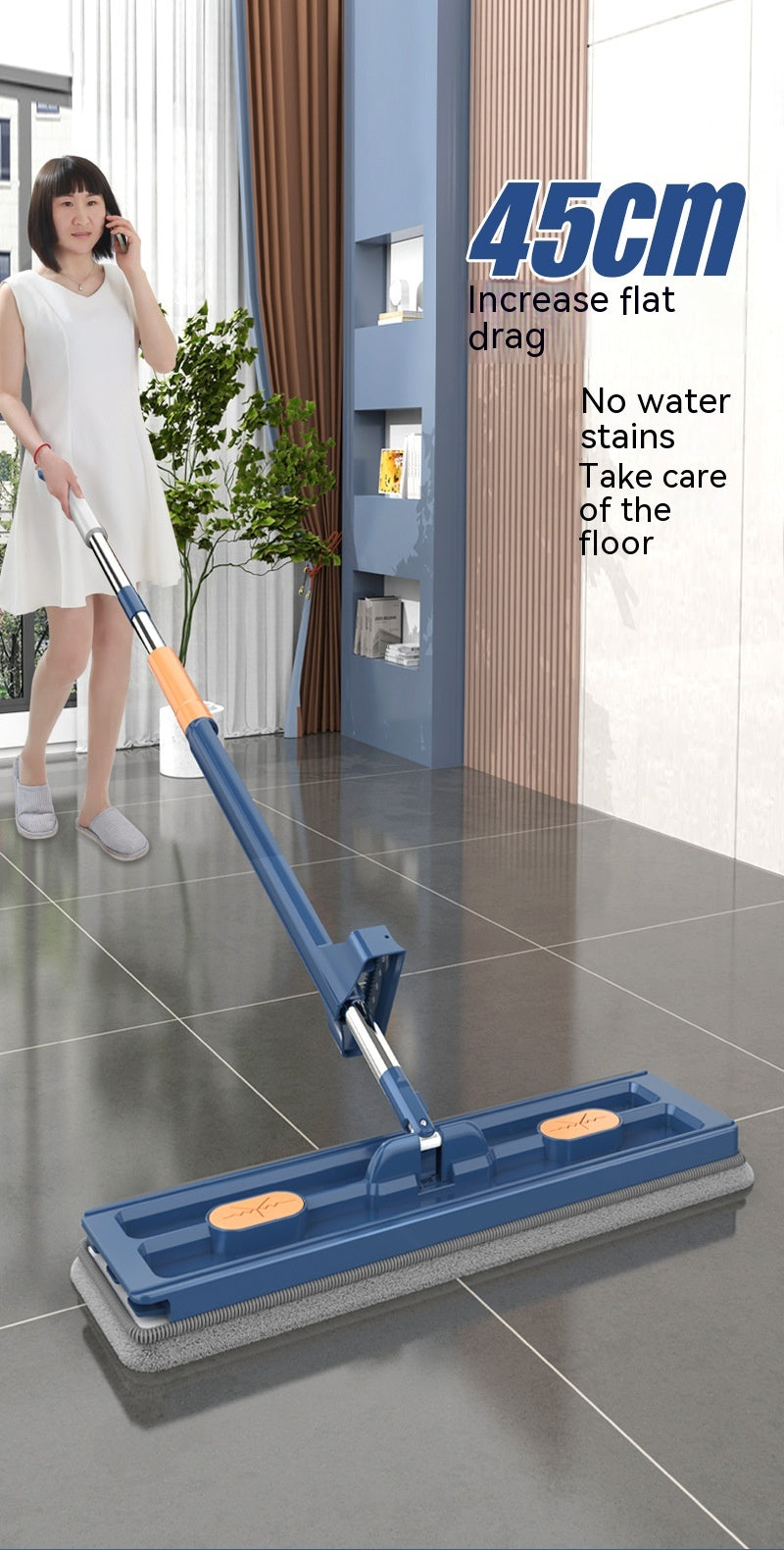 New Style Large Flat Mop 360 Rotating Mop Suitable Various Types Flooring Strong Water Absorption For Home Cleaning Floors