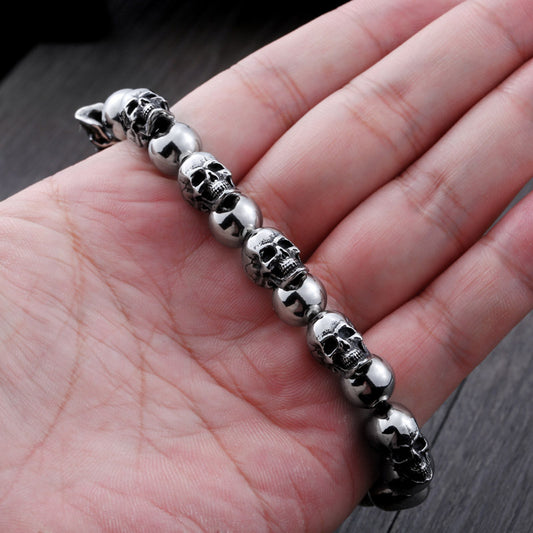 Mens Fashion Simple Titanium Skull Bracelet