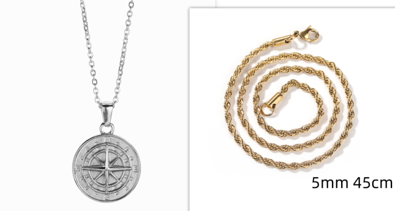 Stainless Steel Compass Circular Necklace